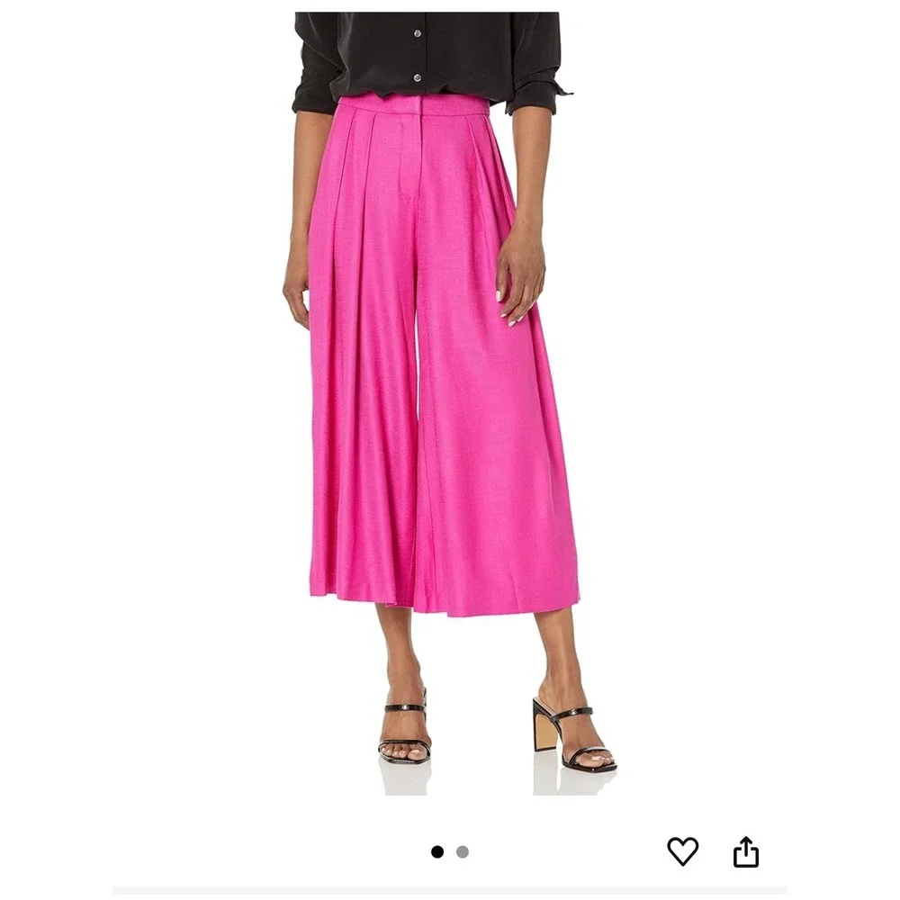 Trina Turk‎ Carefree Pant Women's Pink Culottes Wide Leg Cropped Pleated Size 4